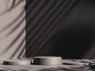 3d display podium with dark grey background. 3d rendering of realistic presentation for product advertising. 3d minimal illustration