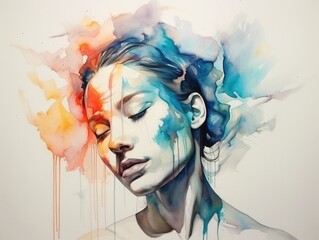 Painting of a Woman With Closed Eyes