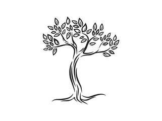 tree vector hand drawing, oak tree icon