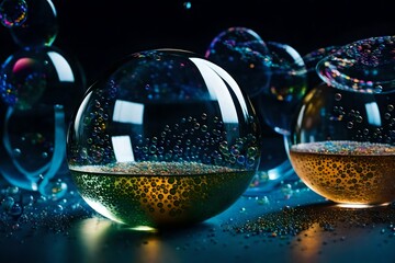 In a high-tech laboratory, soap bubbles become the subject of a cutting-edge scientific experiment. 

