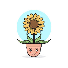 Houseplant Cute Flower Vector Icon Illustration Flat Style Suitable for Web Landing Page and Banner