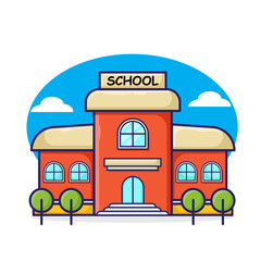 School Building Vector Icon Illustration Flat Style Suitable for Web Landing Page and Banner