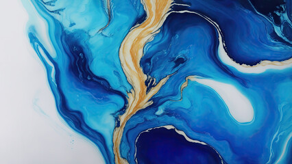Abstract Blue Natural luxury fluid art alcohol ink painting Background