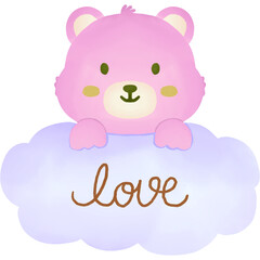 teddy bear clipart. water color style. isolated on transparent background