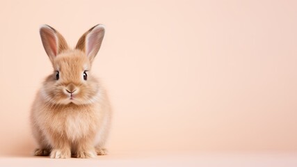 Un bébé lapin sur fond beige