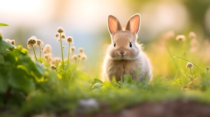 Un bébé lapin dans le jardin