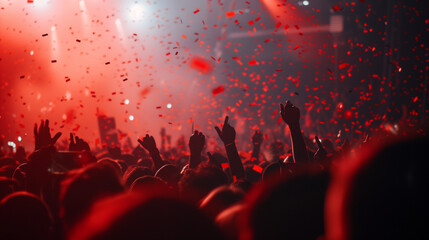 Night concert confetti fireworks. A vibrant image captures the electrifying moment of colorful...