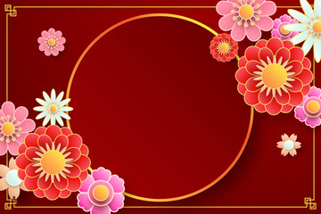  Chinese new year, banner template design with  flowers background.