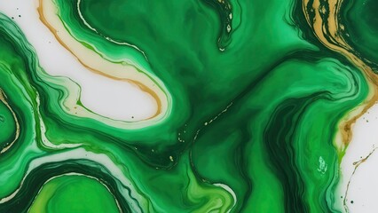 Abstract Green Natural luxury fluid art alcohol ink painting Background