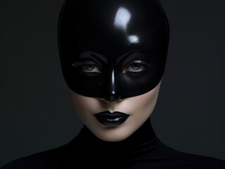Woman Wearing Black Mask and Black Lipstick