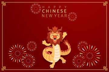 Happy Chinese new year background, year of the dragon banner template design. 