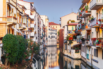 Fototapeta na wymiar Padova, Italy Canals and Buildings