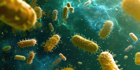 Microscopic probiotic bacteria in the realm of biological science.