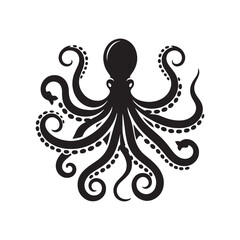 Oceanic Grace: A Stunning Collection of Octopus Silhouettes Capturing the Mystique of Marine Life - Octopus Illustration - Octopus Vector
