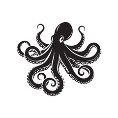 Deep Sea Ballet: An Array of Octopus Silhouettes Dancing in the Ocean's Sublime Rhythm - Octopus Illustration - Octopus Vector
