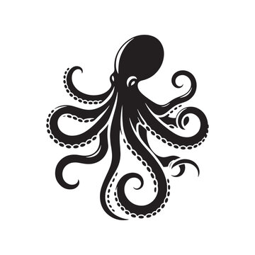 Enigmatic Tentacles: A Collection of Octopus Silhouettes Depicting the Mysterious Grasp of Ocean Life - Octopus Illustration - Octopus Vector
