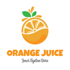 Fresh orange juice logo template design vector. Business logo for lemon juice, squeezed citrus, smoothies or lemonade.