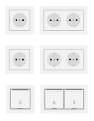 electrical socket outlet for indoor electricity wiring stock vector illustration