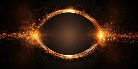 Topaz sunset glitter circle of light shine sparkles and copper glow spark particles in circle frame