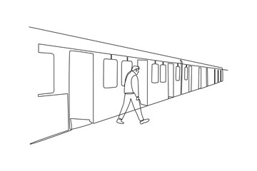 Continuous one line drawing You Have Arrived concept. Doodle vector illustration.