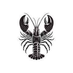 Enigmatic Lobster Silhouette: A Mysterious Collection of Lobster Silhouette Artistry - Lobster Illustration - Lobster Vector - Shellfish Silhouette Vector
