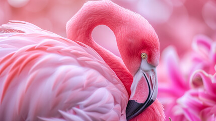 Beautiful image of pink flamingo