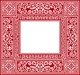 Red Chinese pattern frame