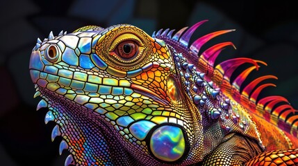 Fototapeta premium close up of a colorful iguana