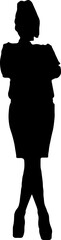 Silhouette of a working woman standing with her legs crossed..