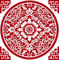 Red Chinese pattern frame