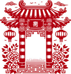 Red Chinese pattern frame