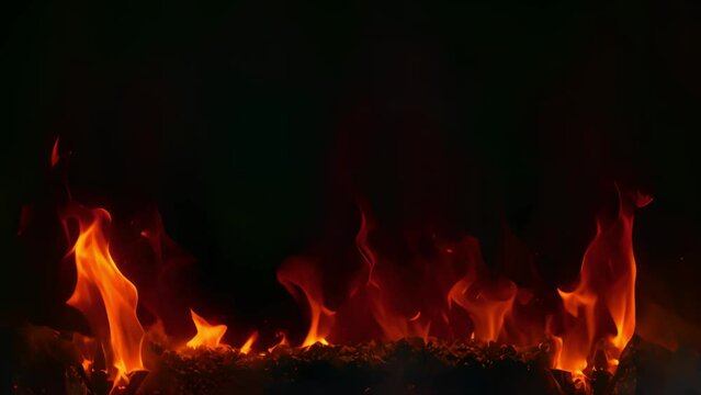 The fire is burning on a black background
