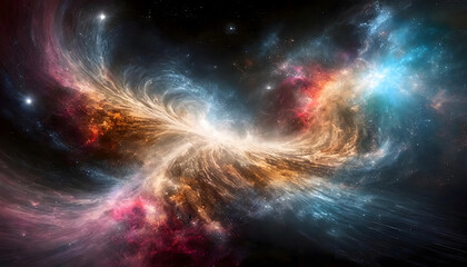 Mystical Emission Nebula: Space Nebulae with Copyspace on Black Background