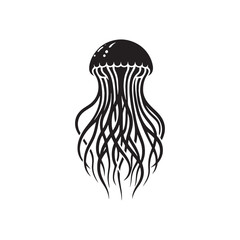 Oceanic Shadows: Captivating Jellyfish Silhouettes Floating in Mystical Underwater Worlds - Jellyfish Illustration - Jellyfish Vector

