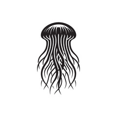 Ethereal Aquatic Charms: Jellyfish Silhouettes Casting a Mesmerizing Spell in the Ocean Depths - Jellyfish Illustration - Jellyfish Vector
