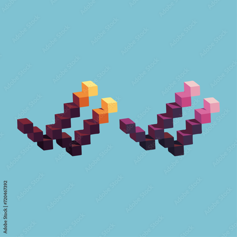 Poster isometric pixel art 3d of double checklist icon for items asset.checklist icon on pixelated style.8b