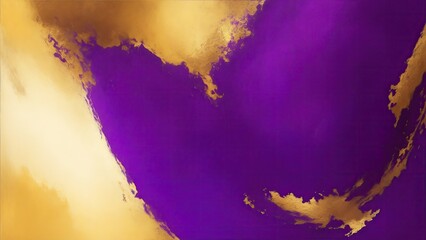Abstract purple and gold painting background, brush texture, gold texture