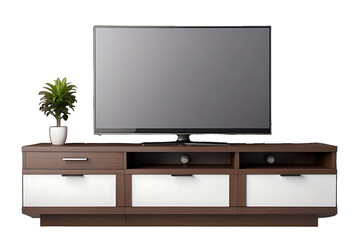 modern tv cabinet isolated on a transparent background.