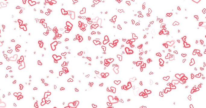 Abstract effect material of outlined red glowing heart particles (white background) Image for Valentine's Day, Anniversary, Mother's Day, Marriage.