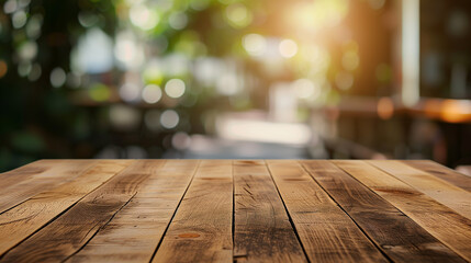 Top wooden table with blurred background