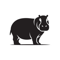 Serene Hippo Silhouettes: Calm and Tranquil Depictions of Hippos in Silhouette Form - Animal Vector - Hippopotamus Illustration - Hippo Silhouette
