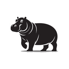Hippo Haven: Silhouette Series Showcasing Hippos in Their Natural Habitat Engaging in Various Activities - Hippopotamus Silhouette - Animal Vector - Hippo Illustration
