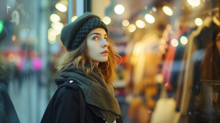Fototapeta premium A woman in a shopping center