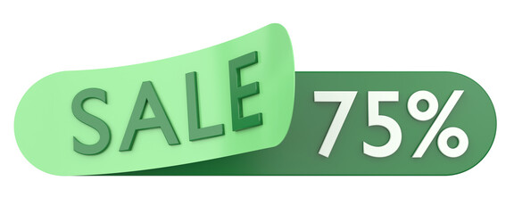Seventy five percent sale. 75% sale. 3D illustration.