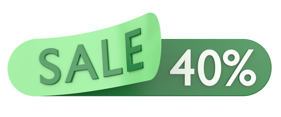 Forty percent sale. 40% sale. 3D illustration.