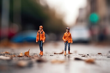 Figurines Standing in Street