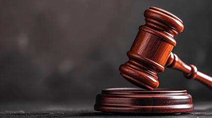 An elegant and focused image of a gavel, serving as a powerful symbol of legal and judicial focus Set against a minimalist background, the gavel symbolizes legal precision and authority in the