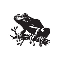 Whimsical Hoppers: Frogs Silhouette Series Capturing the Playful Nature of These Agile Amphibians - Frog Illustration - Frog Vector - Amphibian Silhouette - Toad Vector
