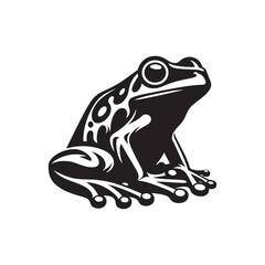 Moonlit Frolic: Frog Silhouette Set Bathed in the Tranquil Glow of Night, Embodying the Mystique of Amphibian Existence - Frog Illustration - Frog Vector - Amphibian Silhouette - Toad Vector
