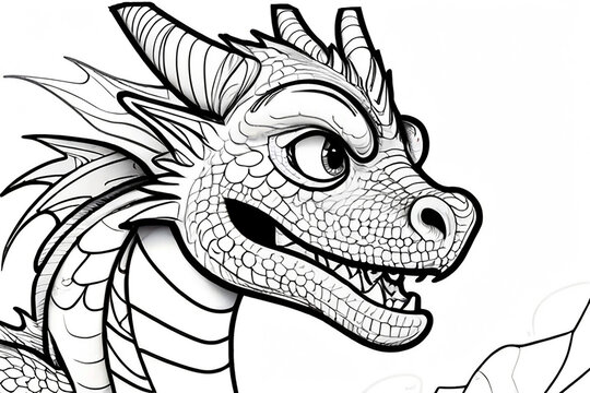 Fantasy dragon Coloring Page. Generative Ai